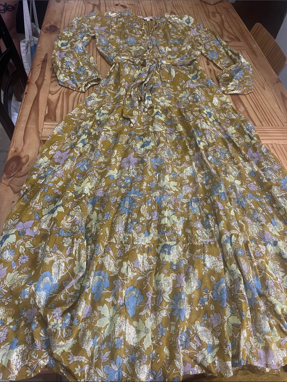 Karina Grimaldi Mustard Floral V-Neck Maxi Dress - Picture 10 of 15